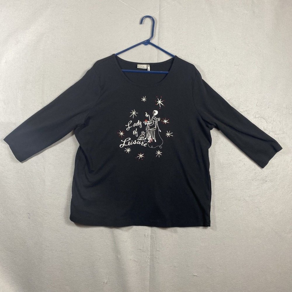 Nicole Miller-Passion for Fashion Top Women size 2X Glam Rhinestones Athleisure